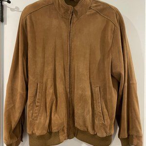 JoS. A Banks Men's Genuine Suede Bomber Style Jacket Caramel L